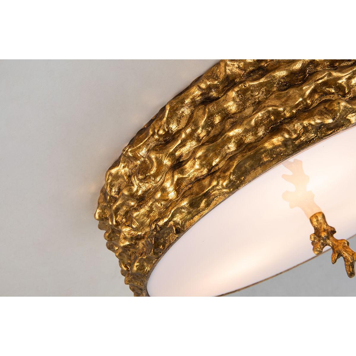 Lucas & McKearn Trellis 16" Round Gold Flush Mount Lighting With Frosted Glass Diffuser