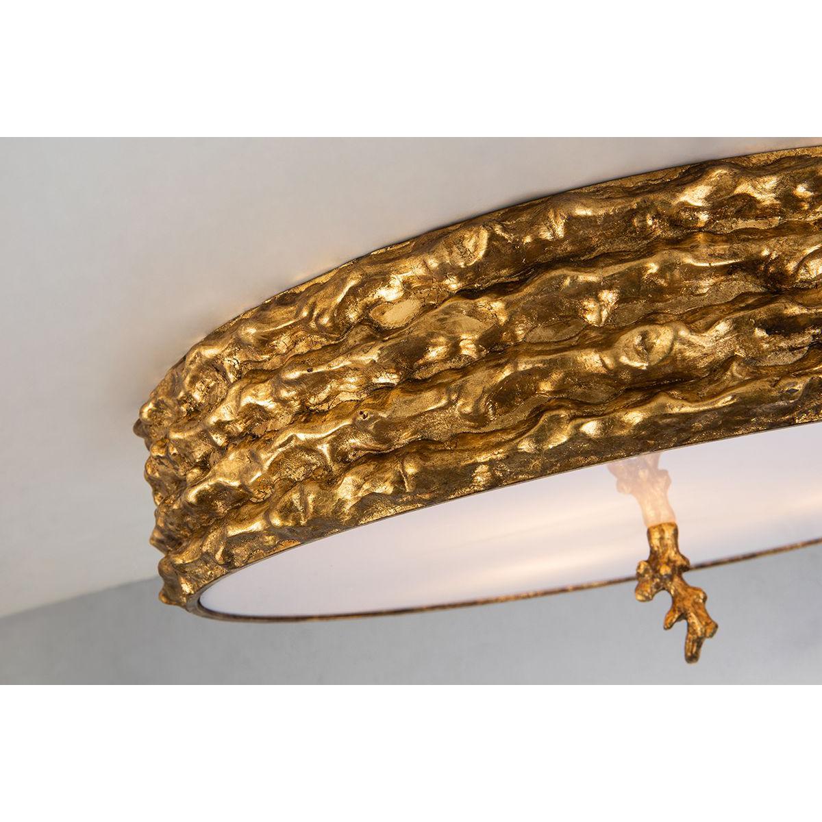 Lucas & McKearn Trellis 20" Round Gold Flush Mount Lighting With Frosted Glass Diffuser