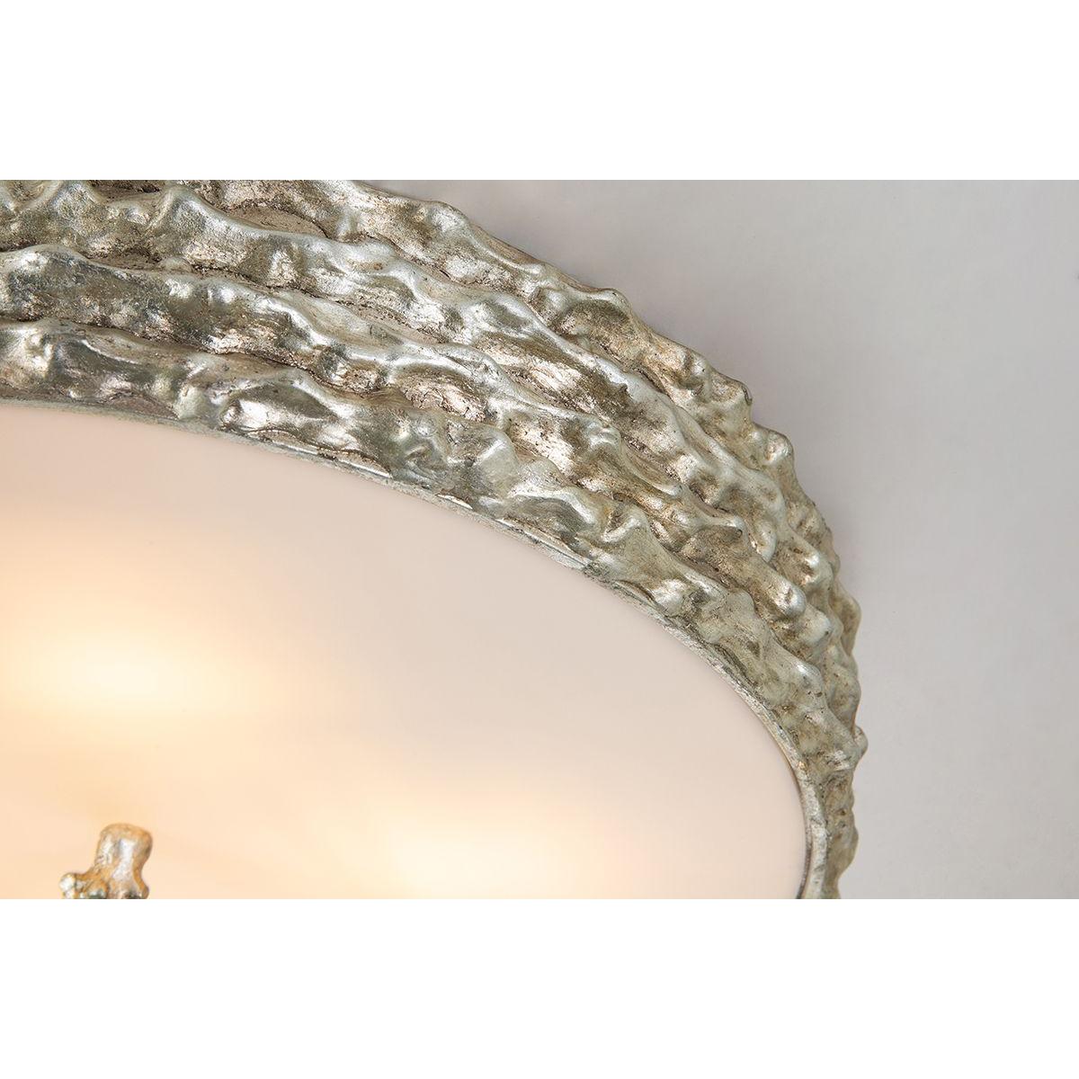 Lucas & McKearn Trellis 20" Round Silver Flush Mount Lighting With Frosted Glass Diffuser