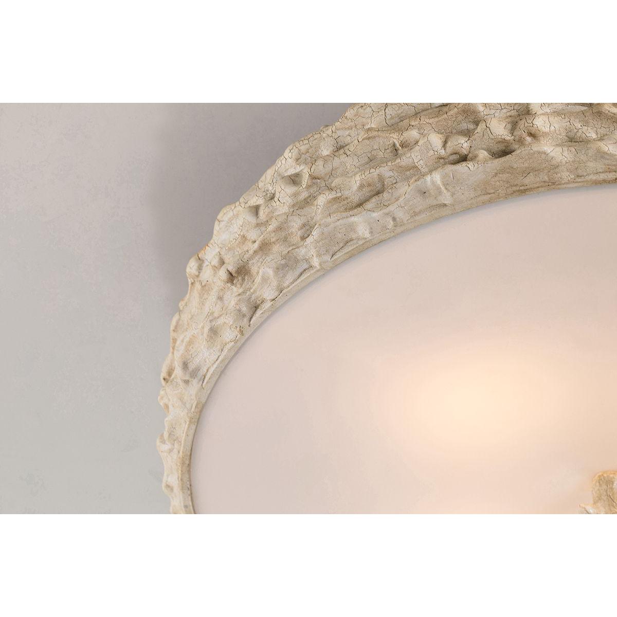 Lucas & McKearn Trellis 20" Round White And Beige Flush Mount Lighting With Frosted Glass Diffuser