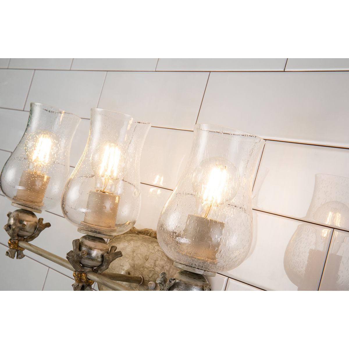 Lucas & McKearn Trellis 3-Light Cream & Silver Hand-Painted Wall Light With Gold and Silver Orb Accent