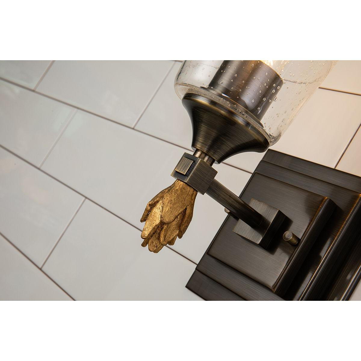 Lucas & McKearn Vetiver 1-Light Dark Bronze Wall Light With Flamed-Gold Accent
