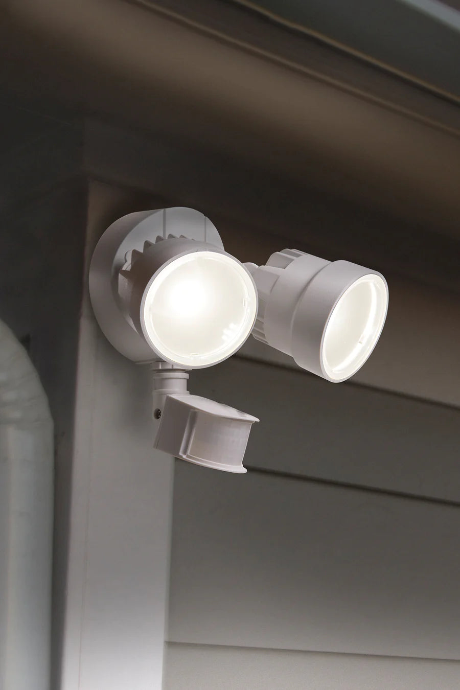 Lutec LED 2 Head White Floodlight with Pir - P6221W-PIR24