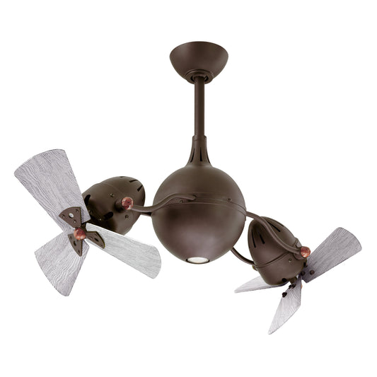 Matthews Fan Company Atlas Acqua 38" Textured Bronze Dual Rotational Ceiling Fan With Integrated Light Kit And Wood Blades In Barnwood Finish