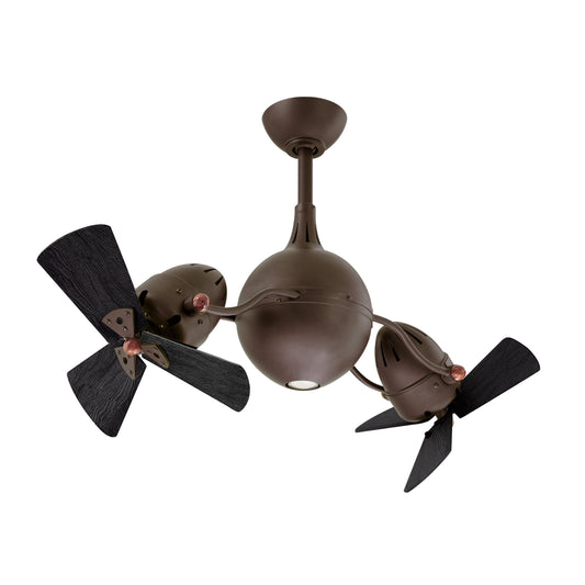 Matthews Fan Company Atlas Acqua 38" Textured Bronze Dual Rotational Ceiling Fan With Integrated Light Kit And Wood Blades In Matte Black Finish