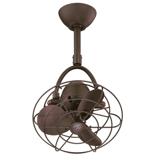 Matthews Fan Company Atlas Diane 13” Single Oscillating Directional Ceiling Fan With 10” Downrod and Metal Blades in Textured Bronze Finish