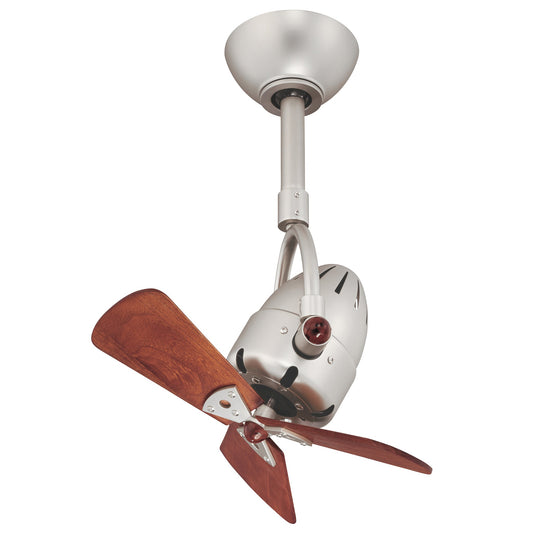 Matthews Fan Company Atlas Diane 16" Brushed Nickel Single Oscillating Directional Ceiling Fan With 10” Downrod and Wood Blades in Mahogany Tone Finish