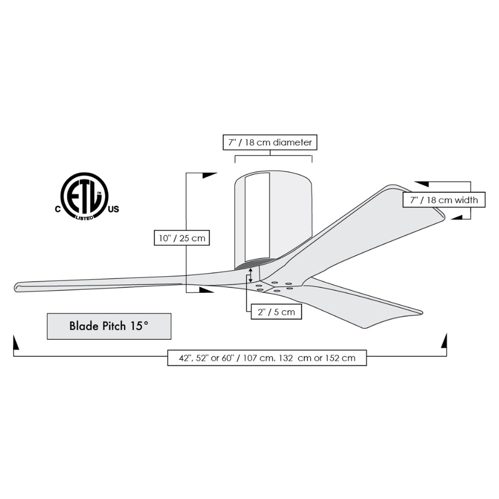 Matthews Fan Company Atlas Irene-3H 60" Brushed Bronze Ceiling Fan With Solid Wood Blade In Matte Black Finish