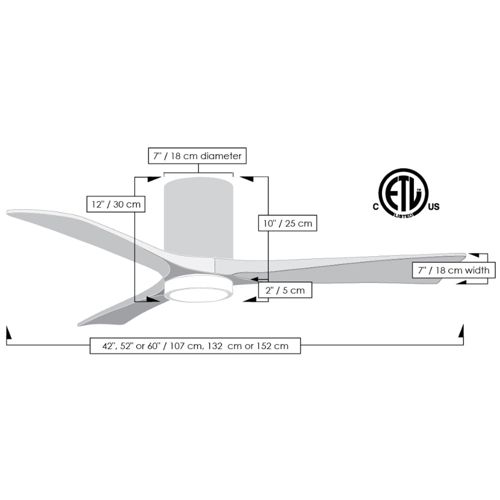 Matthews Fan Company Atlas Irene-3HLK 52" Brushed Brass Ceiling Fan With Solid Wood Blade In Matte Black Finish