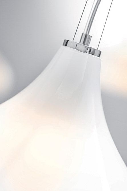 Mazzega 1946 Chestnut 59" Polished Chrome Pendant Light With White Glass Shade
