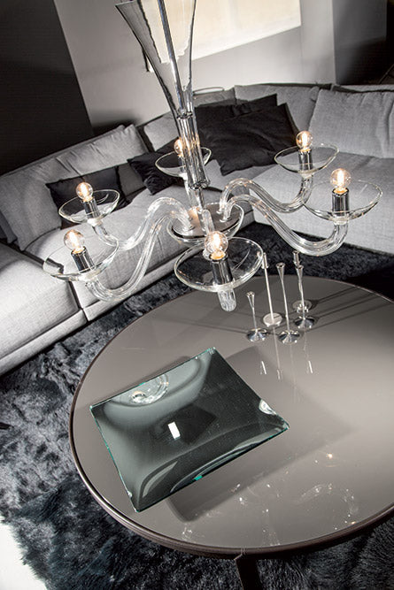Mazzega 1946 Gaulo 6-Light Chandelier in Transparent Crystal Finish