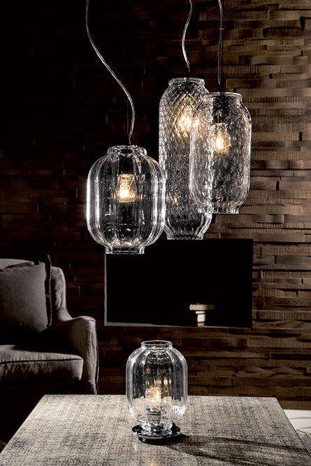 Mazzega 1946 Lumè Pendant Light in Transparent Crystal Finish