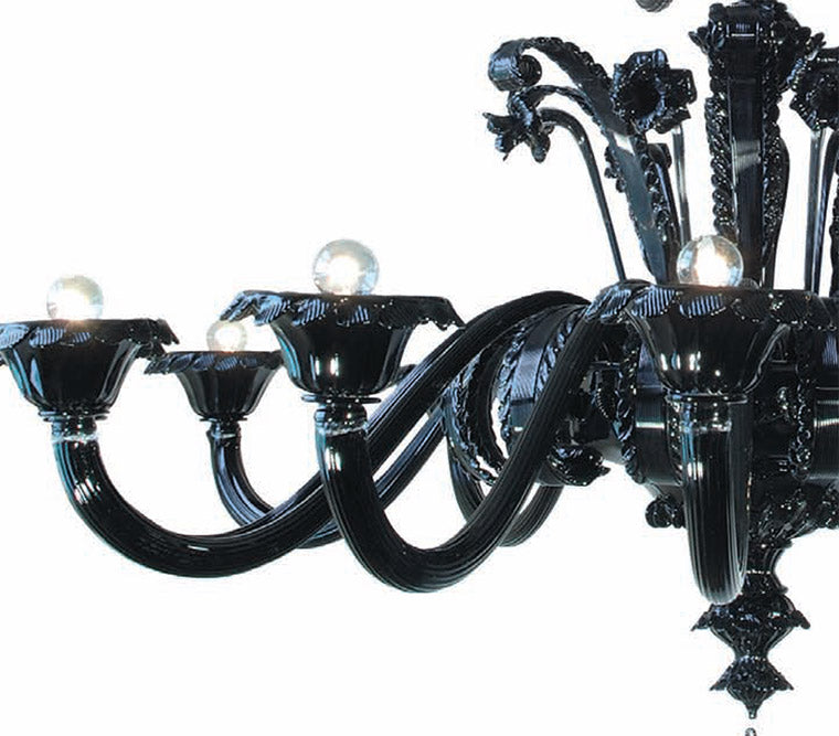 Mazzega 1946 Pellestrina 18-Light Pendant Light in Black Finish