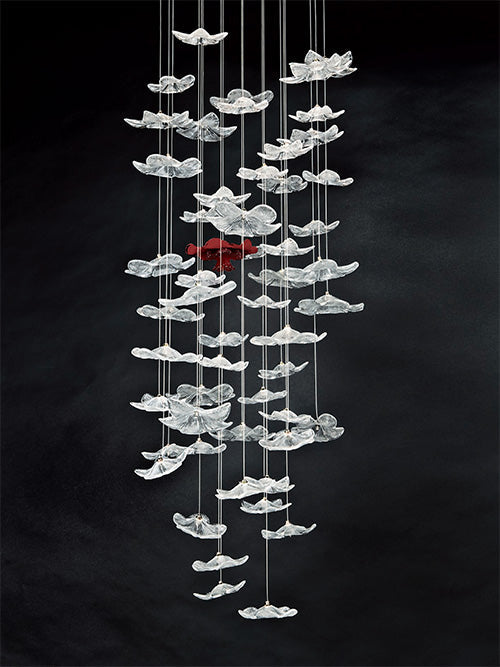 Mazzega 1946 Potassium 4-Light Pendant Light in Transparent Crystal Finish