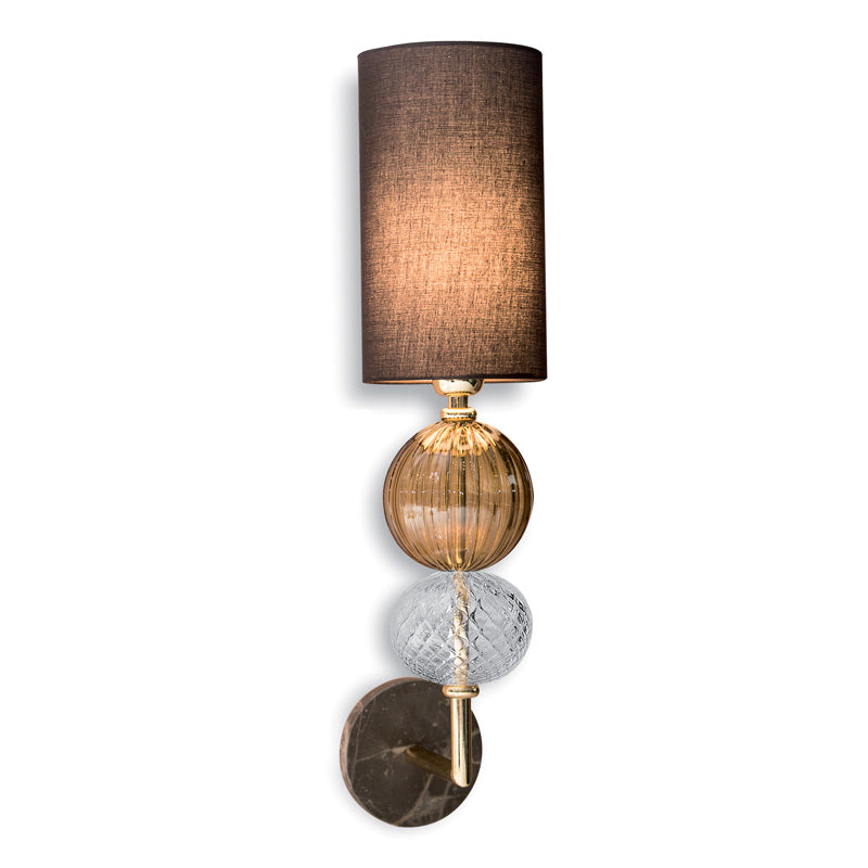 Mazzega 1946 Sate 7" x 24" 1-Light Amber Marble Wall Sconce