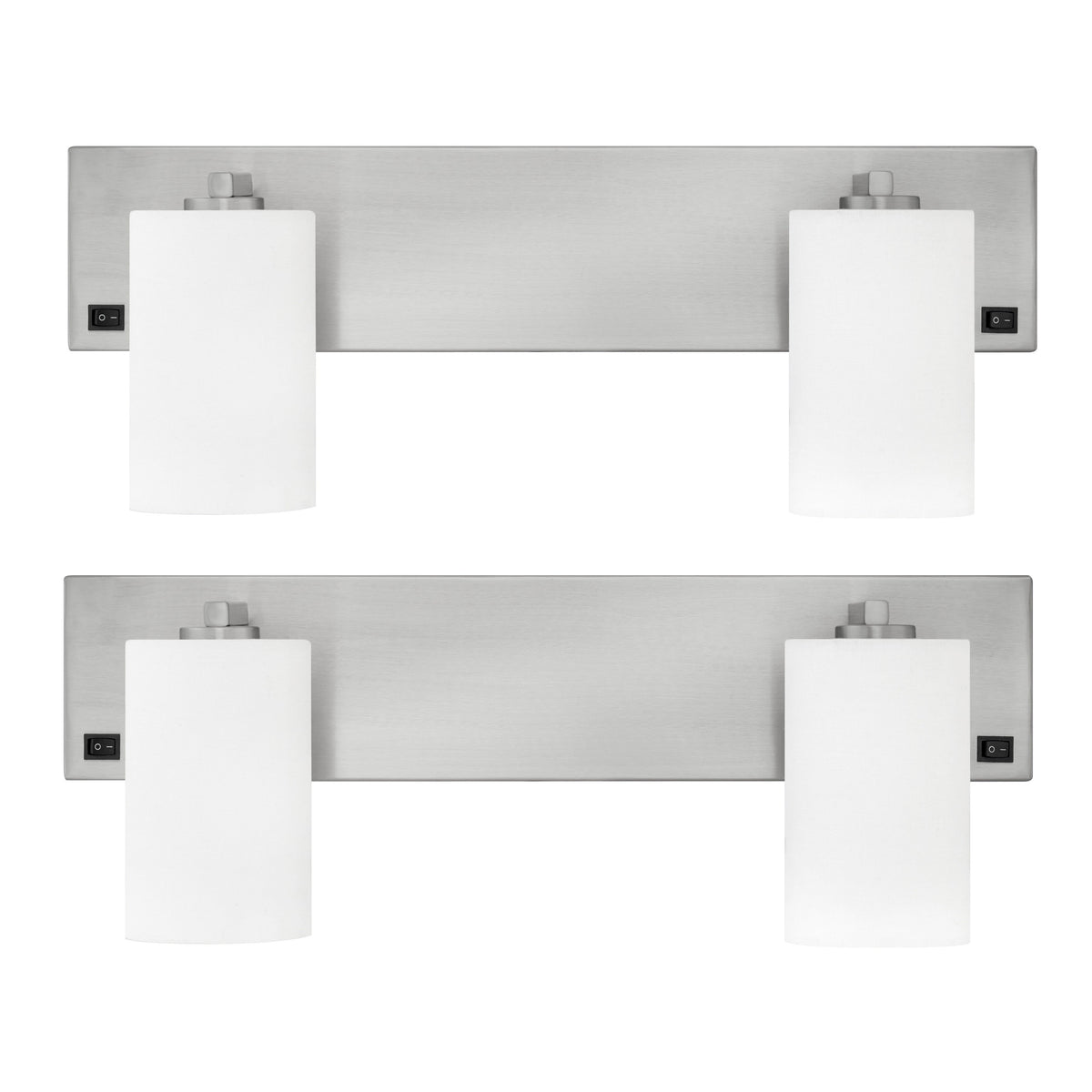 Medallion Lighting Azure 22" Brushed Steel Double Headboard Light With White Acrylic Square Shades - Set of 2