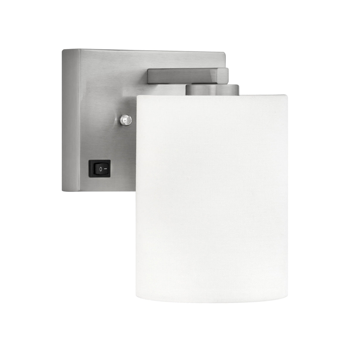 Medallion Lighting Azure 8" Brushed Steel Headboard Light With White Cylinder Shade
