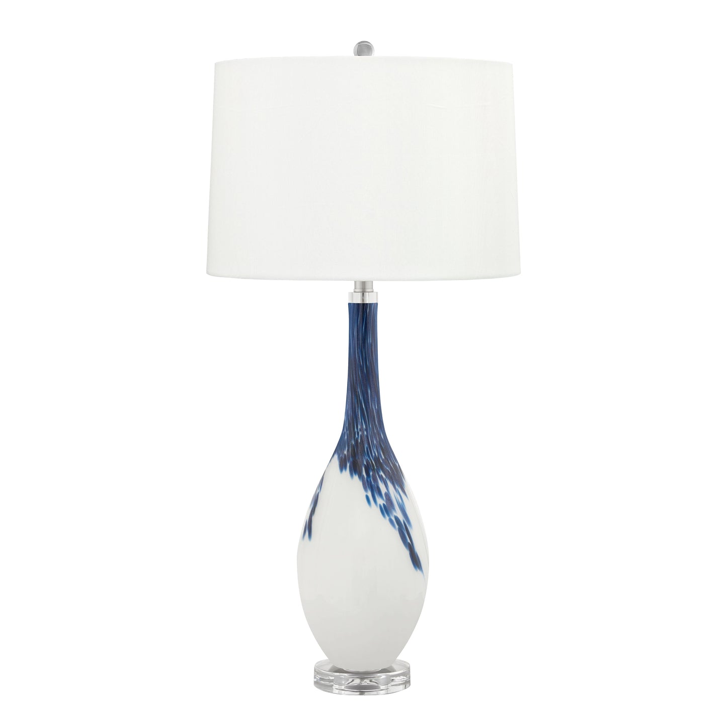 Medallion Lighting Brescia 34" Blue and White Glass Table Lamp With White Fabric Drum Shade