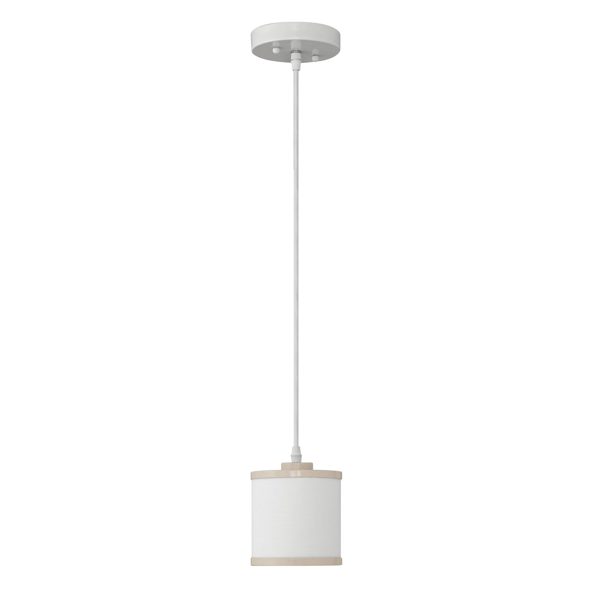 Medallion Lighting Classic Contemporary Powdercoated Plymouth Rock Tan Single Steel Pendant With White Fabric Drum Shade
