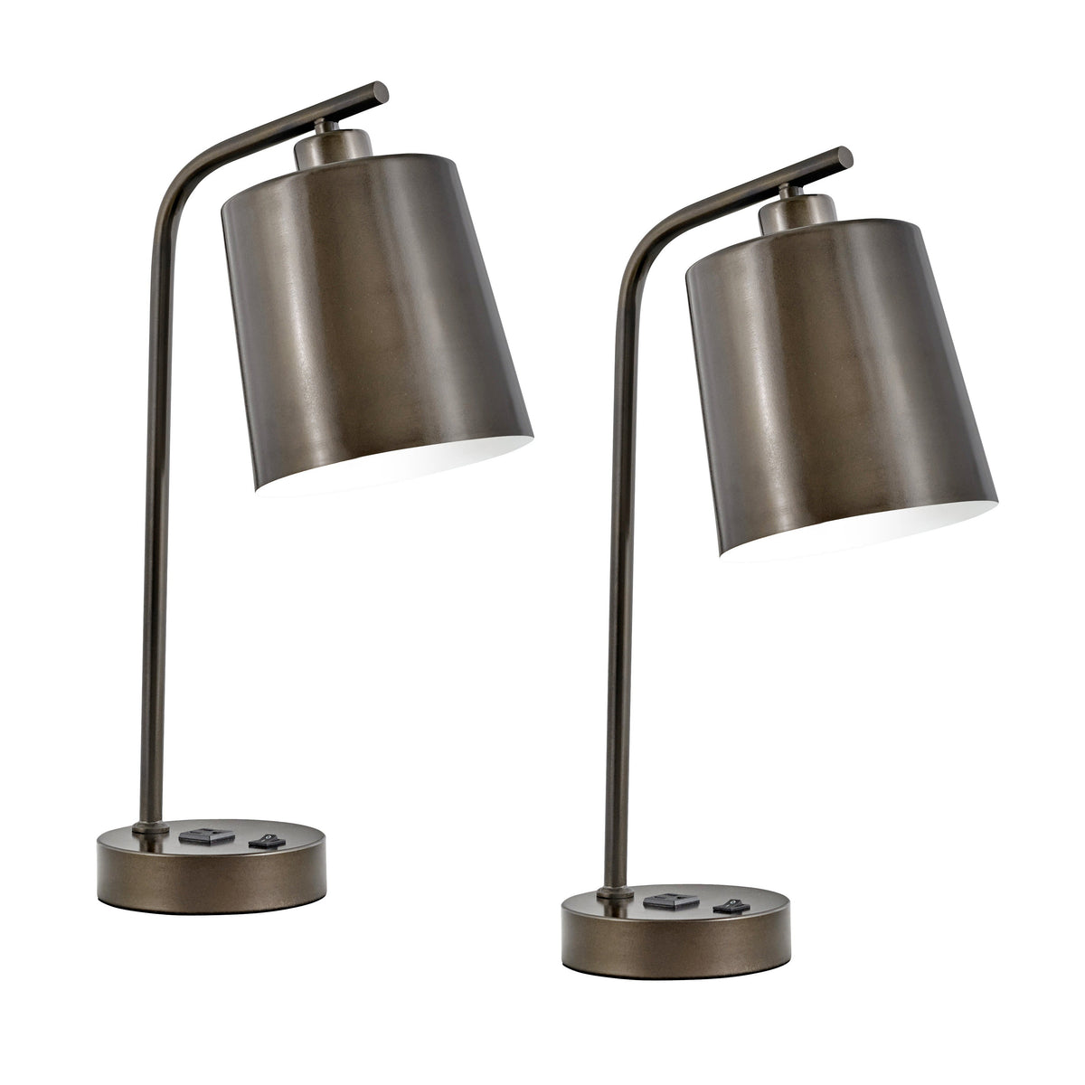 Medallion Lighting Confident Collection 21" Dark Bronze Steel Table Lamp With 3-Prong Outlet - Set of 2
