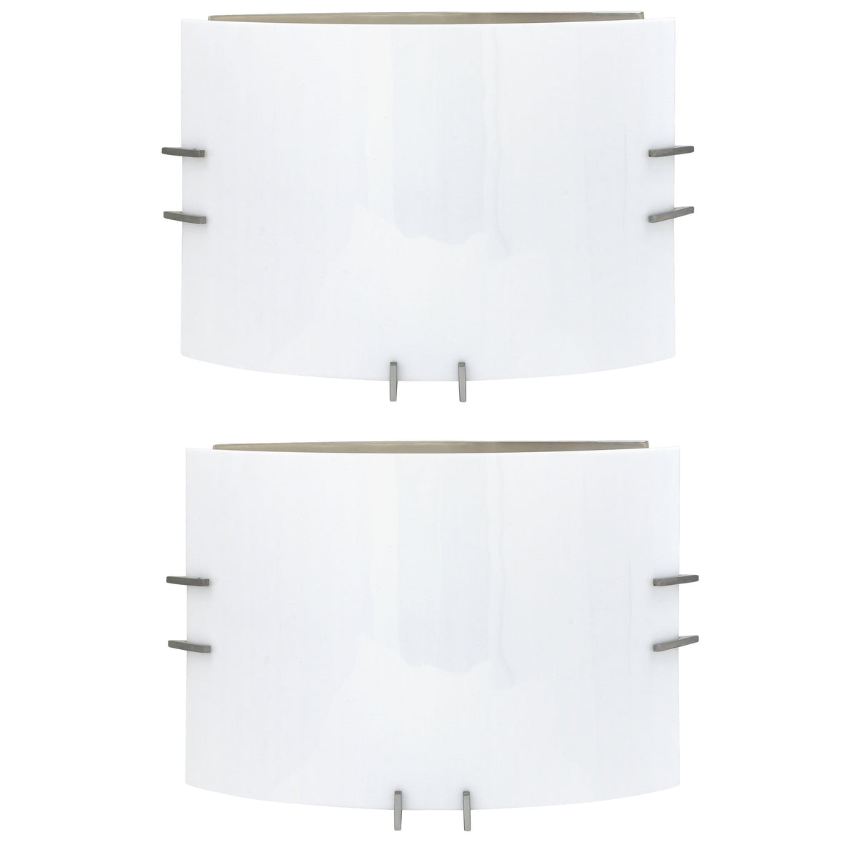 Medallion Lighting Corporation 11" Brushed Steel Single Flush Mount Wall Sconce With Frosted Acrylic Shade - Set of 2