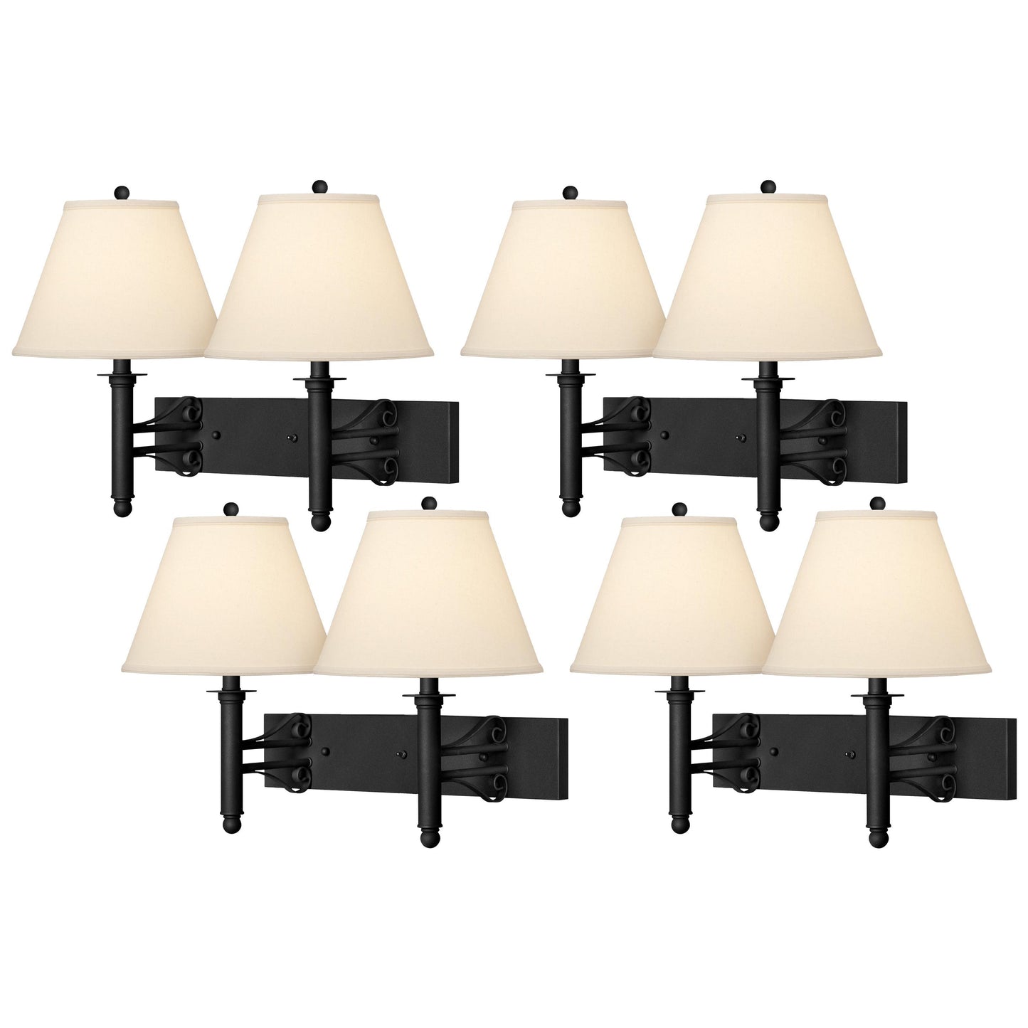 Medallion Lighting Corporation 19" Black Iron Wrought Iron/Steel Double Wall Lamp - Set of 4