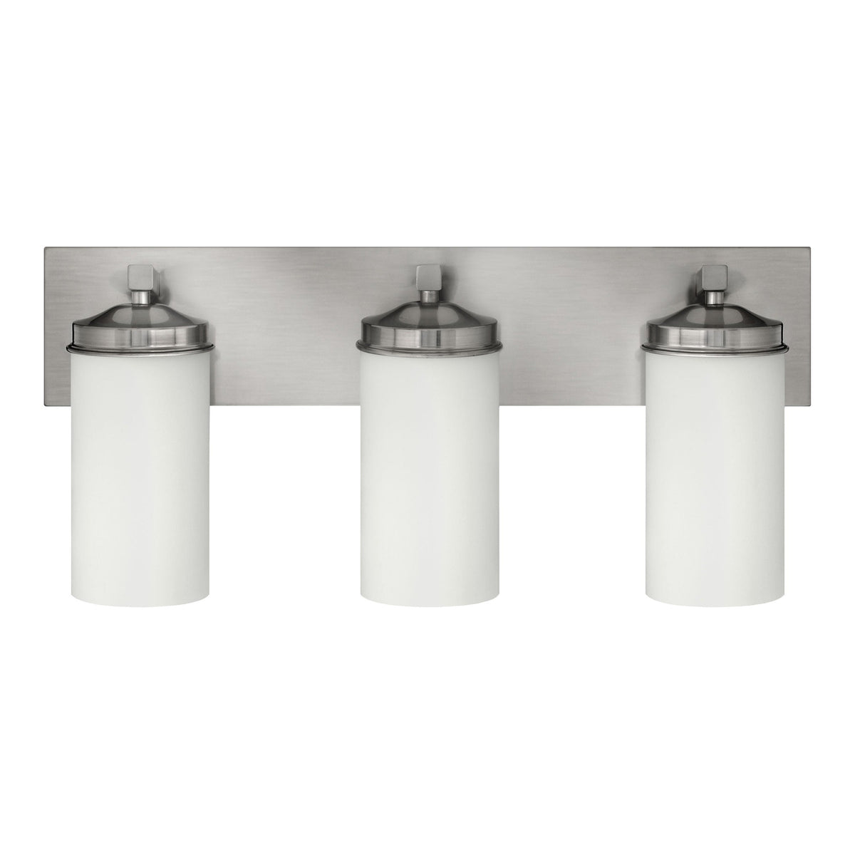 Medallion Lighting Corporation 24" Brushed Steel 3-Light Vanity Fixture With White Glass Shade