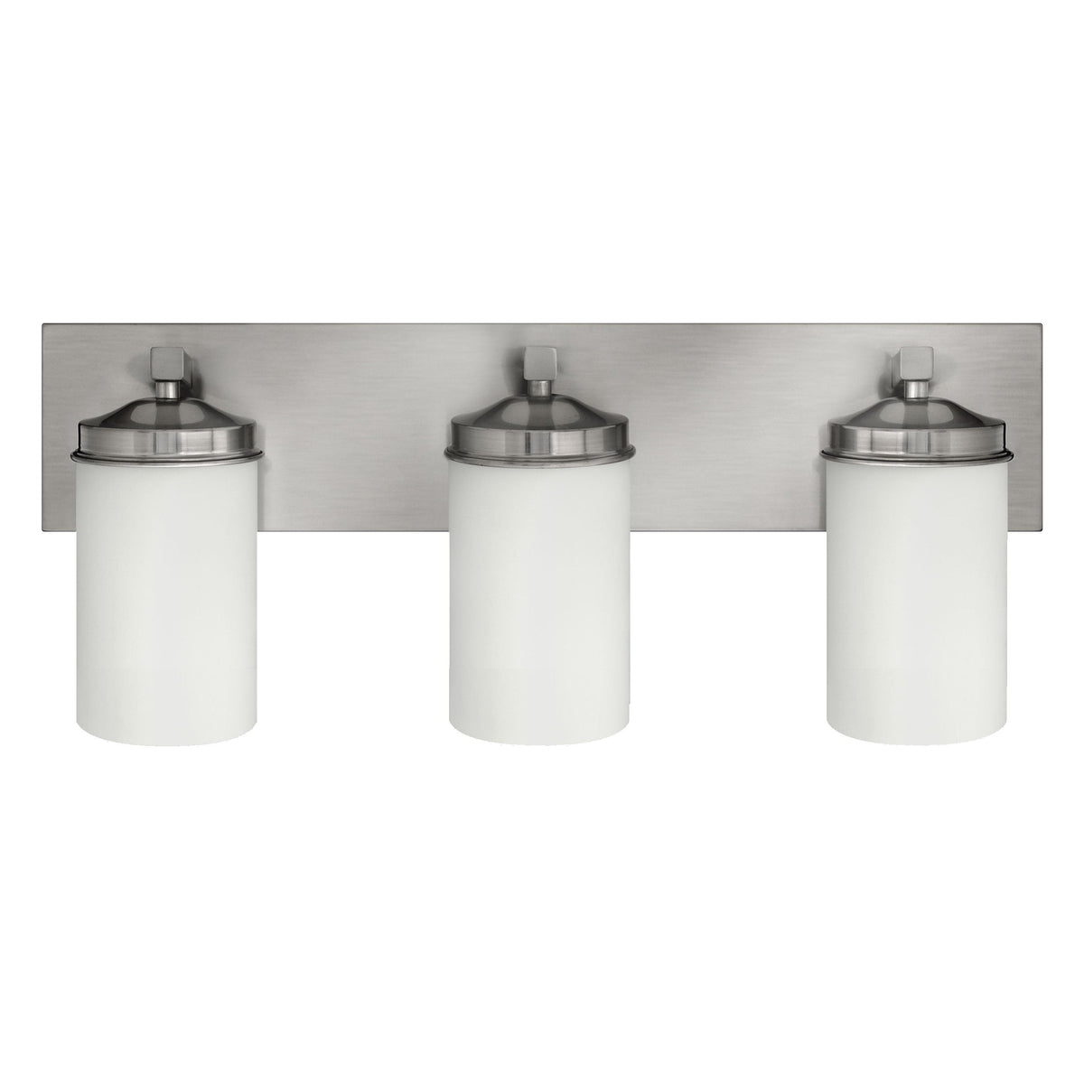 Medallion Lighting Corporation 24" Brushed Steel 3-Light Vanity Fixture With White Glass Shade
