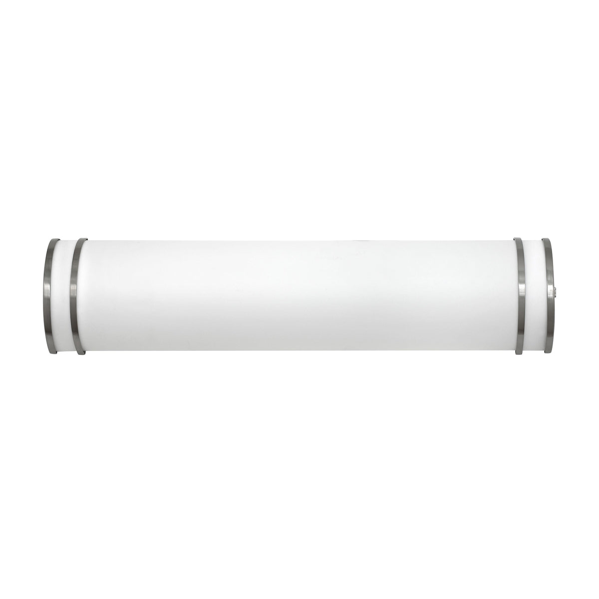 Medallion Lighting Corporation 25" Brushed Steel 2-Light Bath Bar Vanity Fixture With White Acrylic Shade