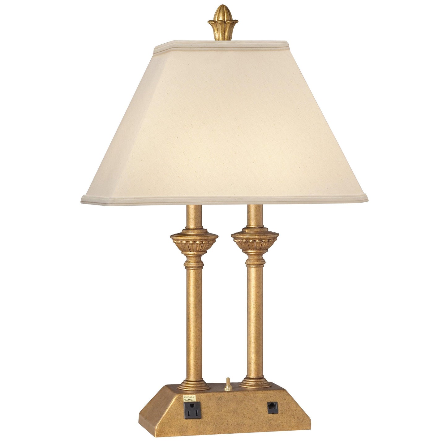 Medallion Lighting Corporation 26" French Gold Resin/Steel Desk Lamp With Light Beige Fabric Rectangle Shade