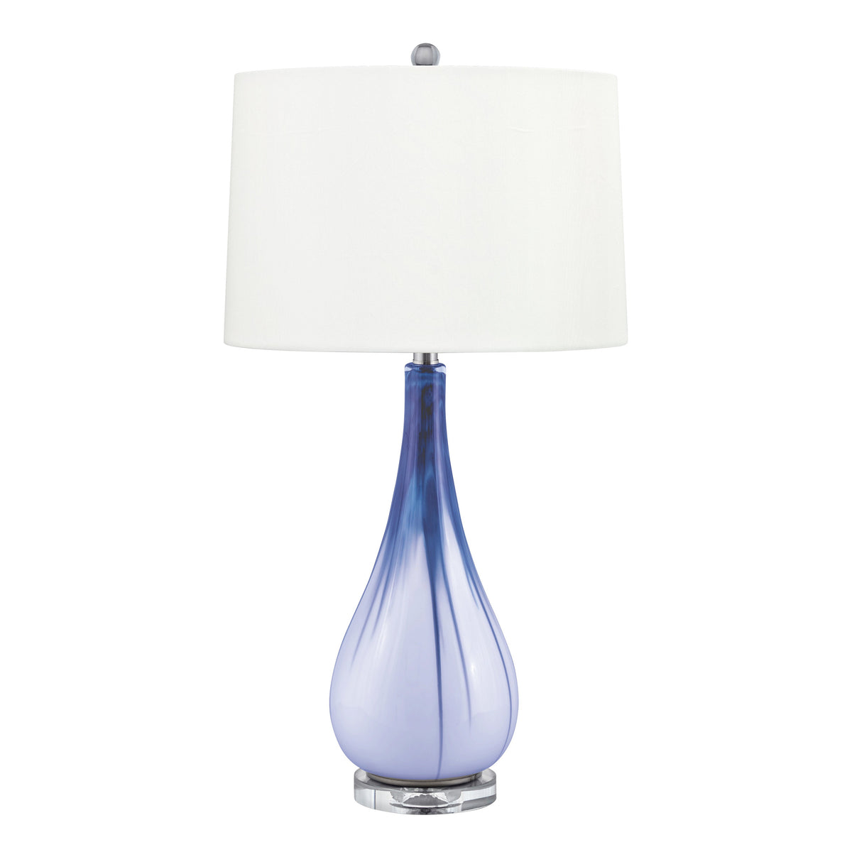 Medallion Lighting Corporation 31" Light Blue and White Glass/Acrylic Table Lamp With White Fabric Drum Shade