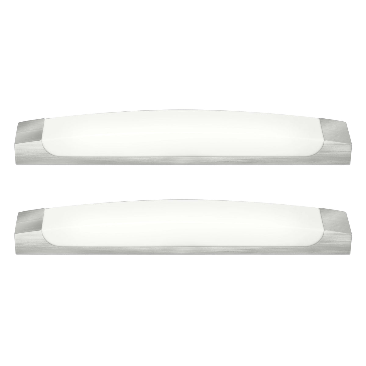 Medallion Lighting Corporation 36" Brushed Steel 2-Light Bath Bar Vanity Fixture With White Acrylic Shade - Set of 2