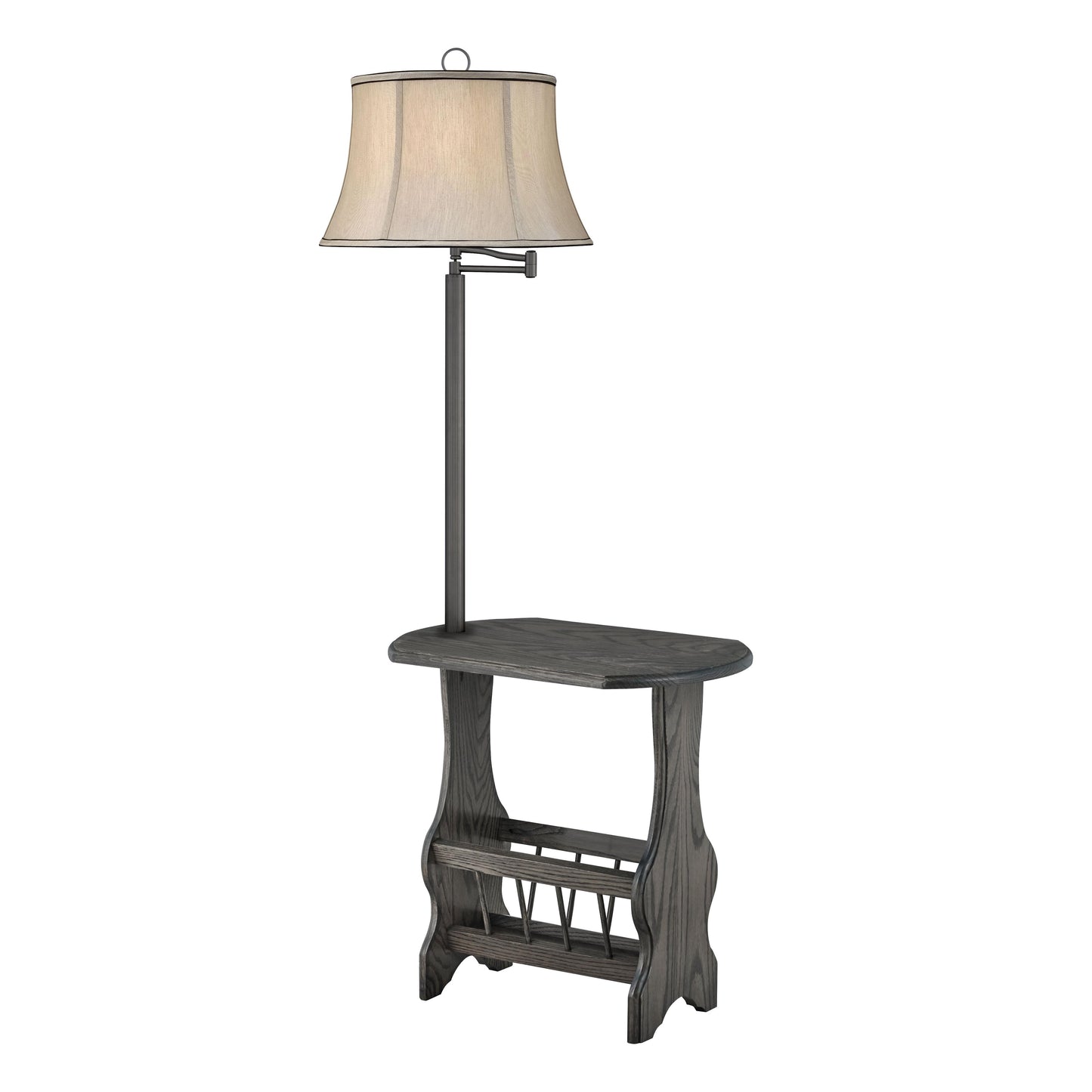 Medallion Lighting Corporation 59" Gunmetal With Antique Slate Solid Oak/Steel Furniture Floor Lamp
