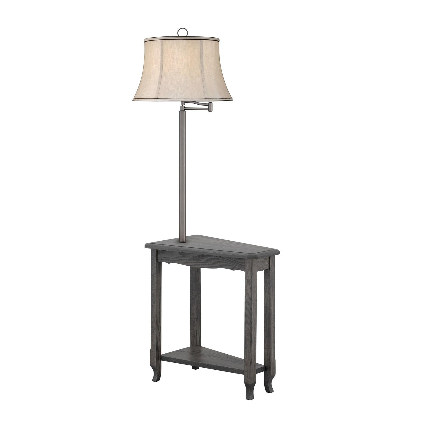 Medallion Lighting Corporation 60" Antique Slate/Gunmetal Steel/Solid Oak Furniture Floor Lamp