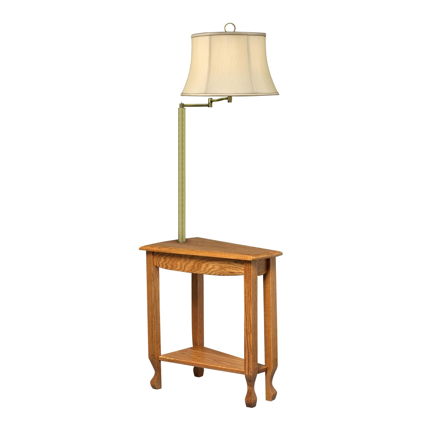 Medallion Lighting Corporation 60" Lt. Oak/Satin Antique Brass Solid Oak/Steel Furniture Floor Lamp