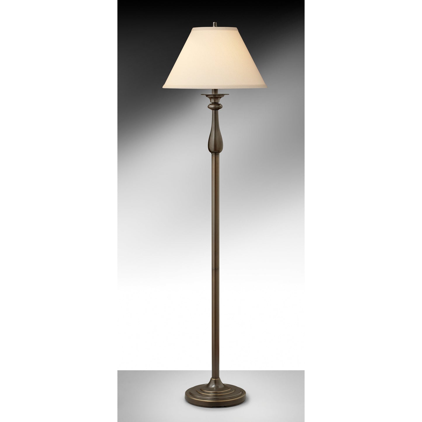 Medallion Lighting Corporation 60" Madison Bronze Steel Floor Lamp With Light Beige Fabric Bell Shade