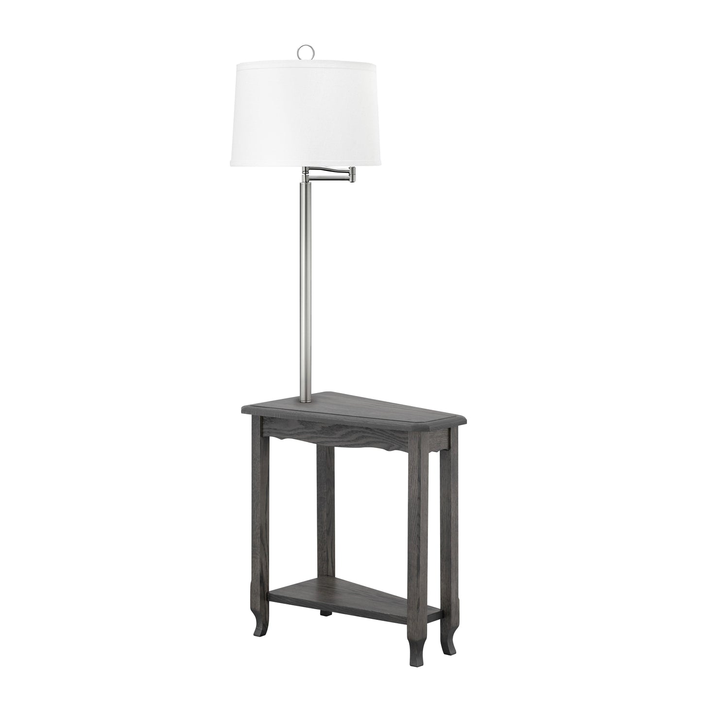 Medallion Lighting Corporation 60" Slate/Brushed Steel Solid Oak Furniture Floor Lamp