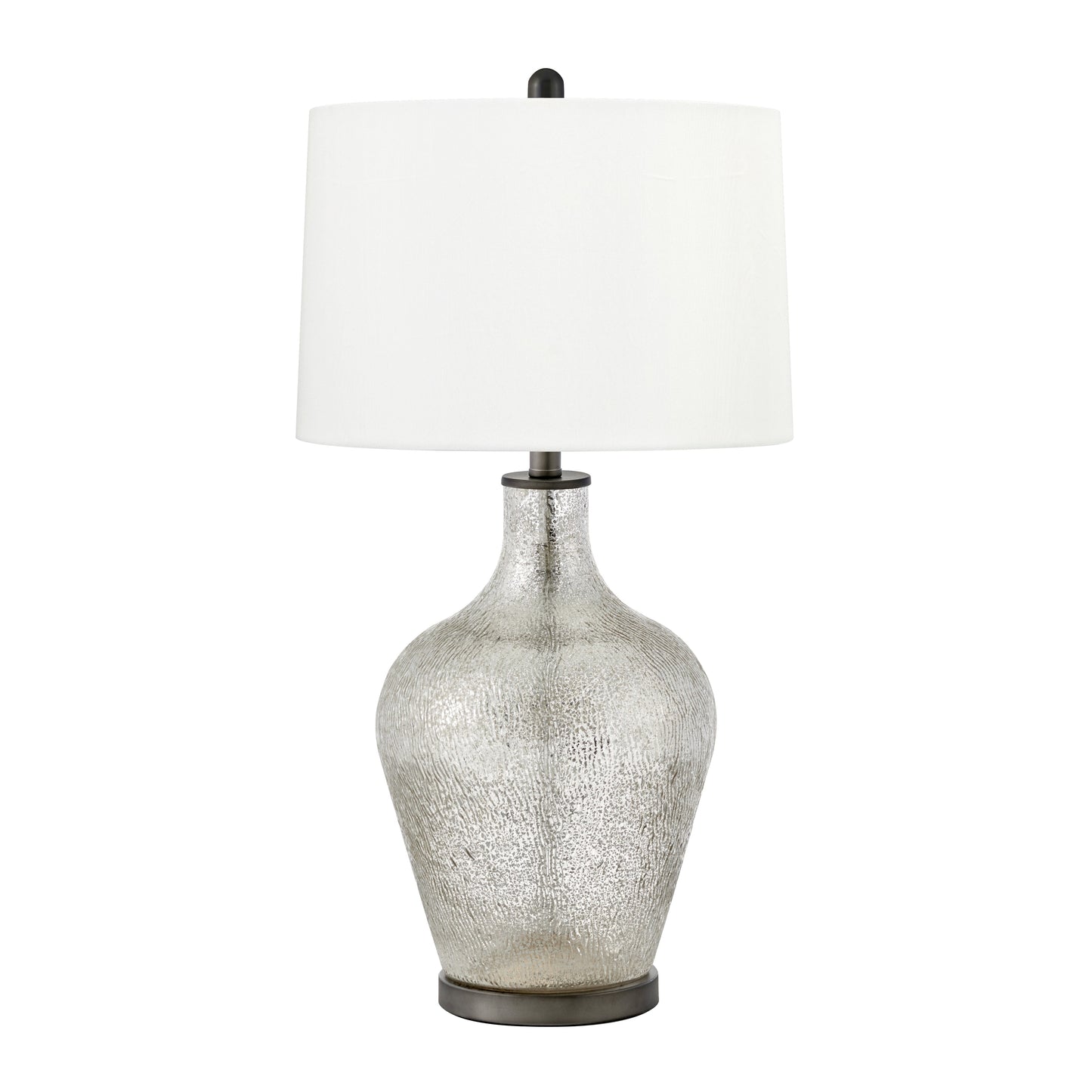 Medallion Lighting Crotone 31" Gunmetal and Mercury Glass Table Lamp With White Fabric Drum Shade