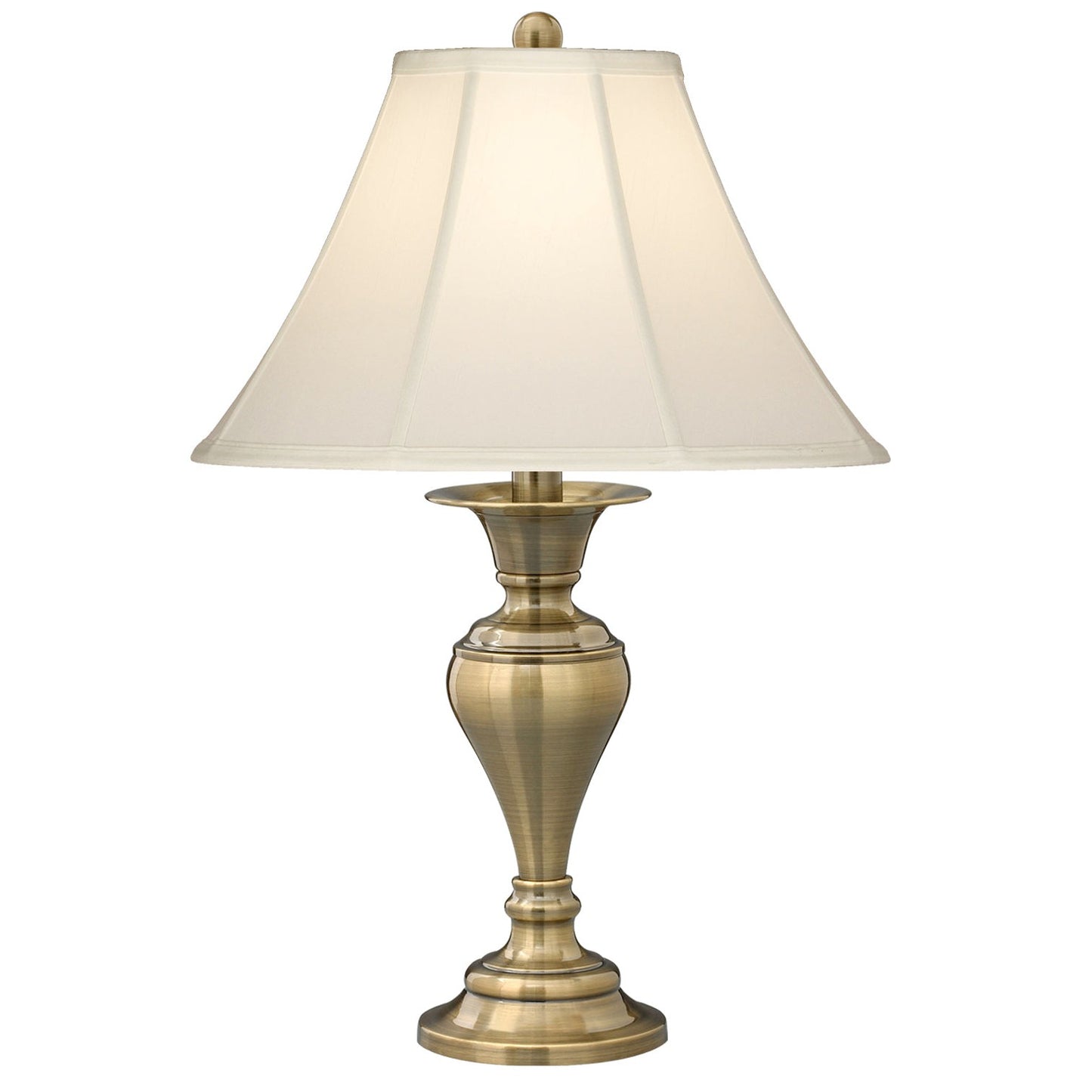 Medallion Lighting Dover 29" Satin Antique Brass Steel Table Lamp With Eggshell Stretched Silk Bell Shade