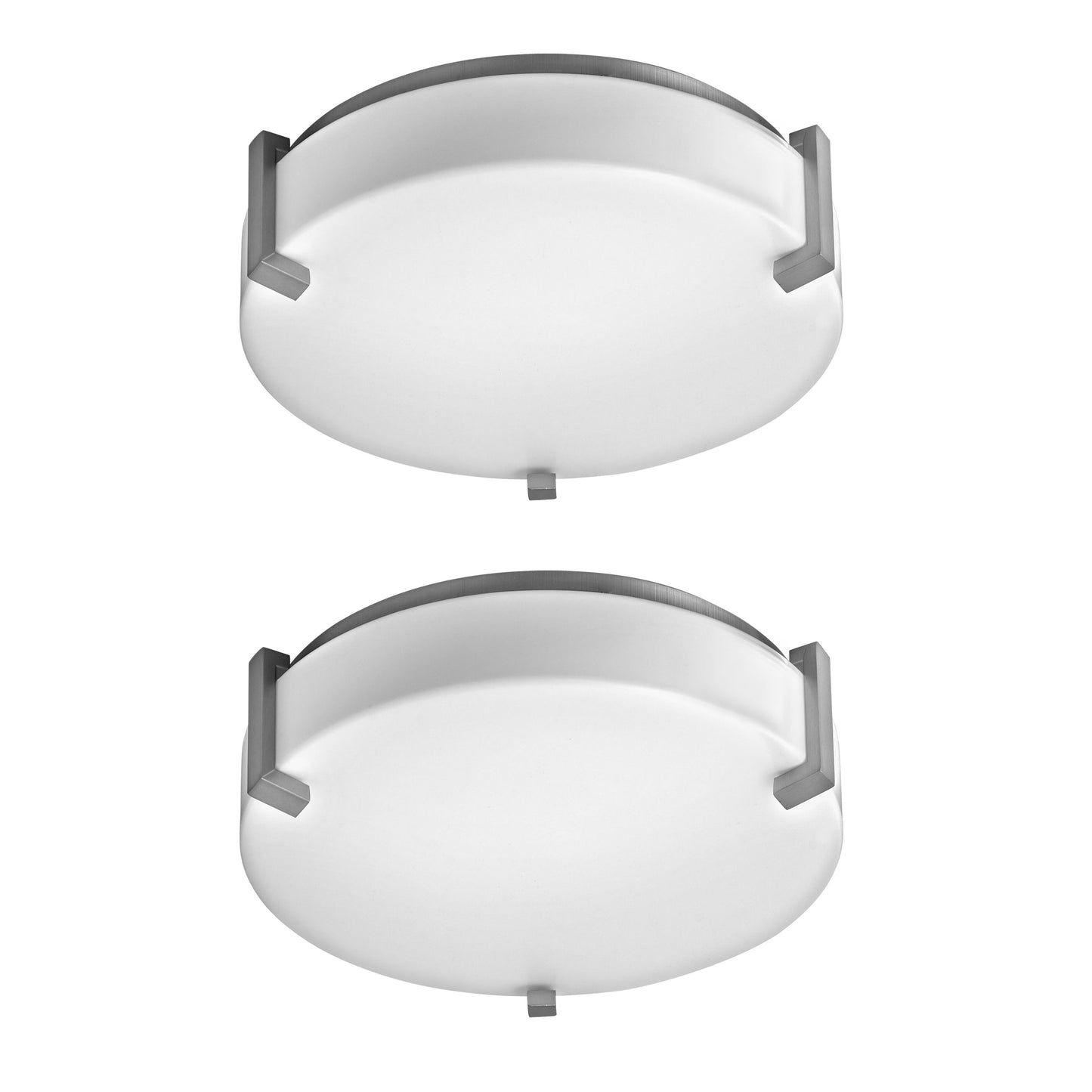 Medallion Lighting Dream Collection 12" Brushed Steel Damp Rated Flush Mount Ceiling Light - Set of 2