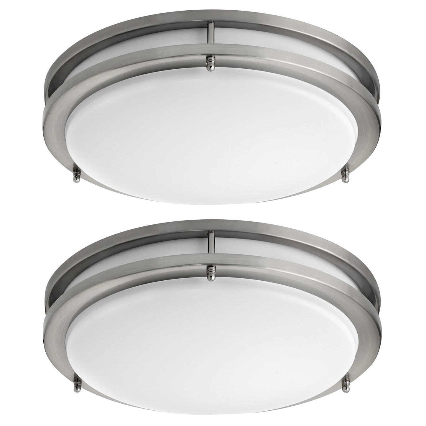 Medallion Lighting Geometrics 14" Brushed Steel Damp Rated Flush Mount Ceiling Light - Set of 2