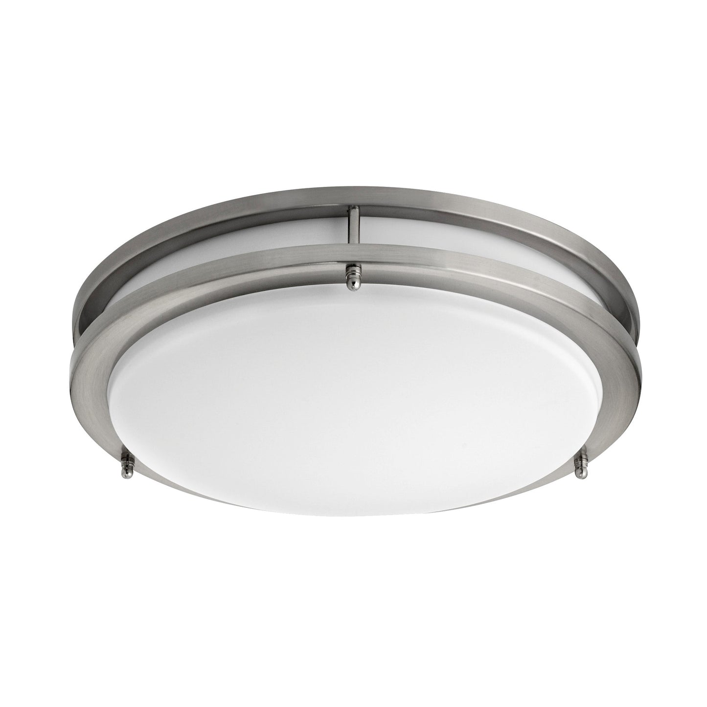 Medallion Lighting Geometrics 14" Brushed Steel Damp Rated Flush Mount Ceiling Light