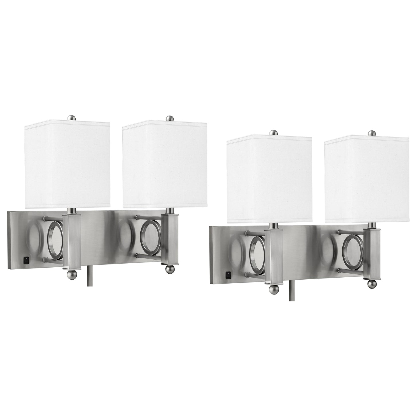 Medallion Lighting Geometrics 18" Brushed Steel 2-Light Double Wall Lamp - Set of 2