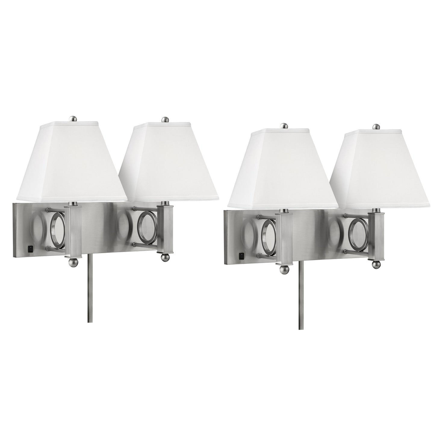 Medallion Lighting Geometrics 18" Brushed Steel 2-Light Double Wall Lamp - Set of 2