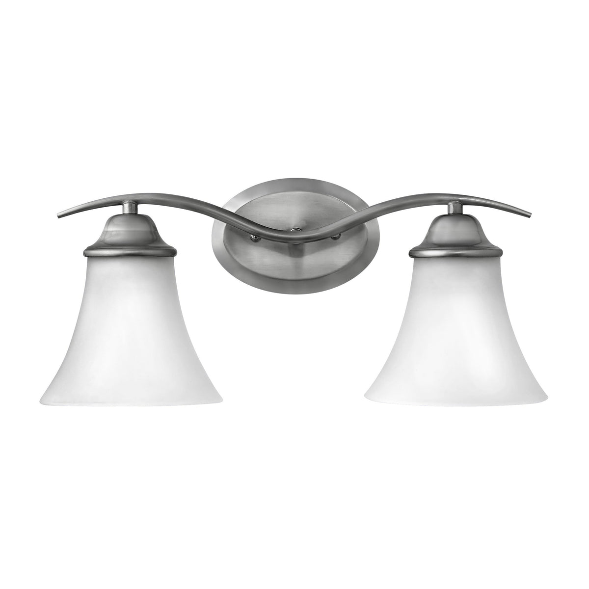 Medallion Lighting Geometrics 18" Brushed Steel 2-Light Vanity Fixture With Glass Bell Shades