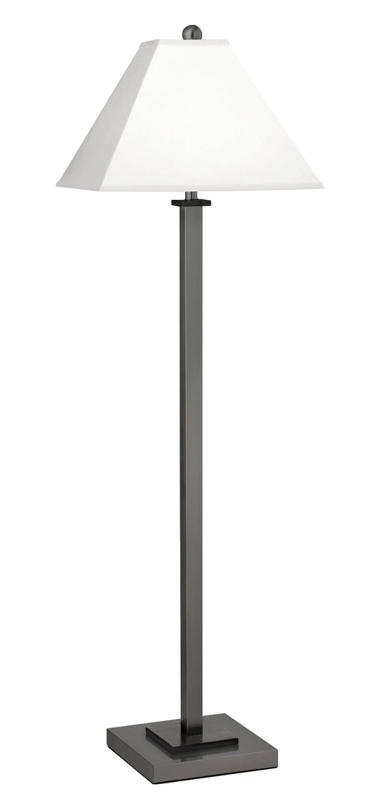 Medallion Lighting Gunmetal Square Post 59" Gunmetal Black Accents Steel and Wood Floor Lamp With White Fabric Square Shade