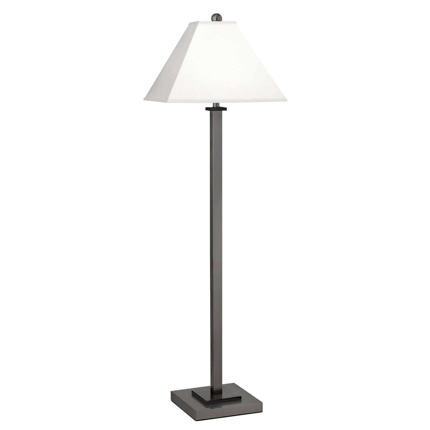 Medallion Lighting Gunmetal Square Post 59" Gunmetal Black Accents Steel and Wood Floor Lamp With White Fabric Square Shade