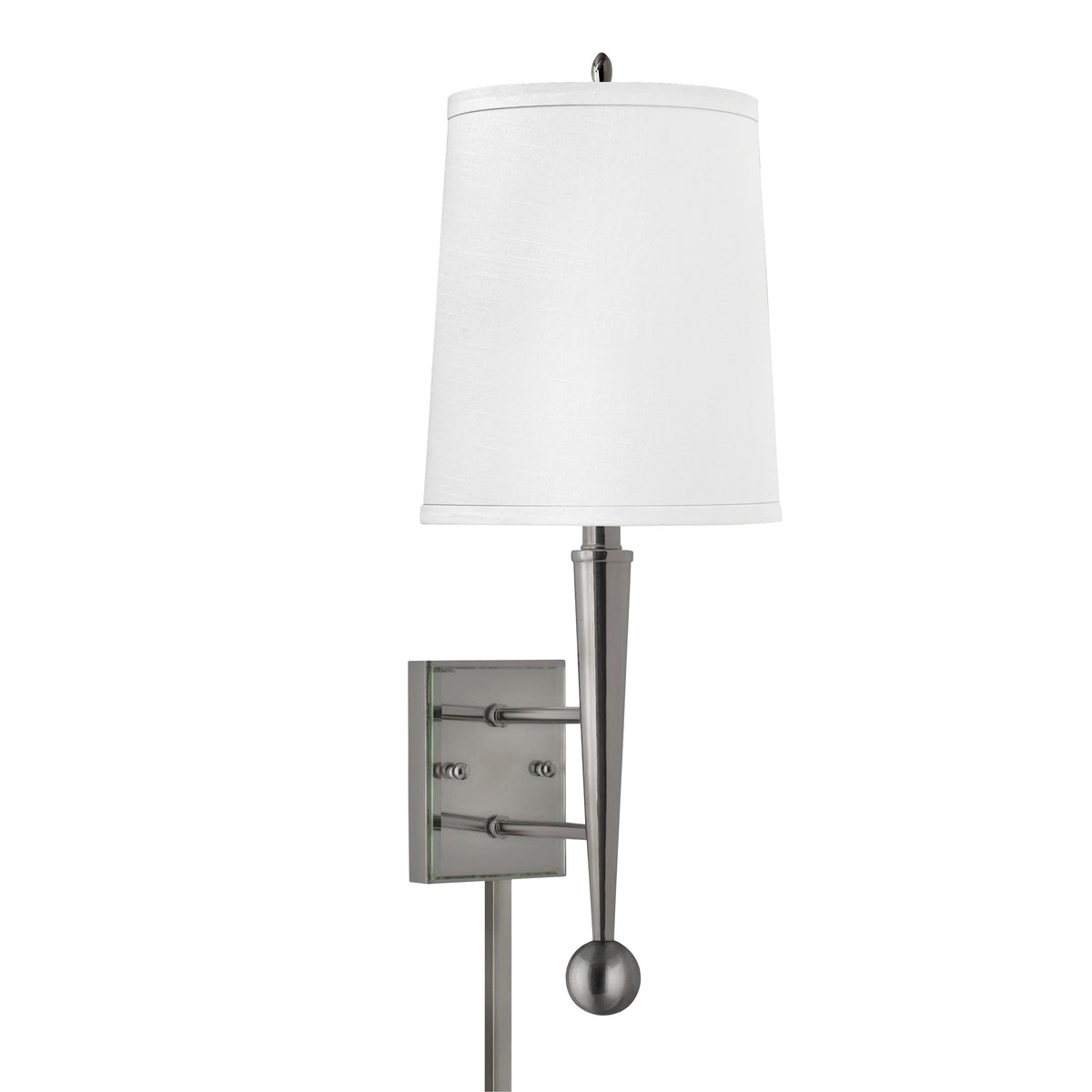 Medallion Lighting Metro 24" Brushed Steel Single Wall Lamp With White Fabric Drum Shade