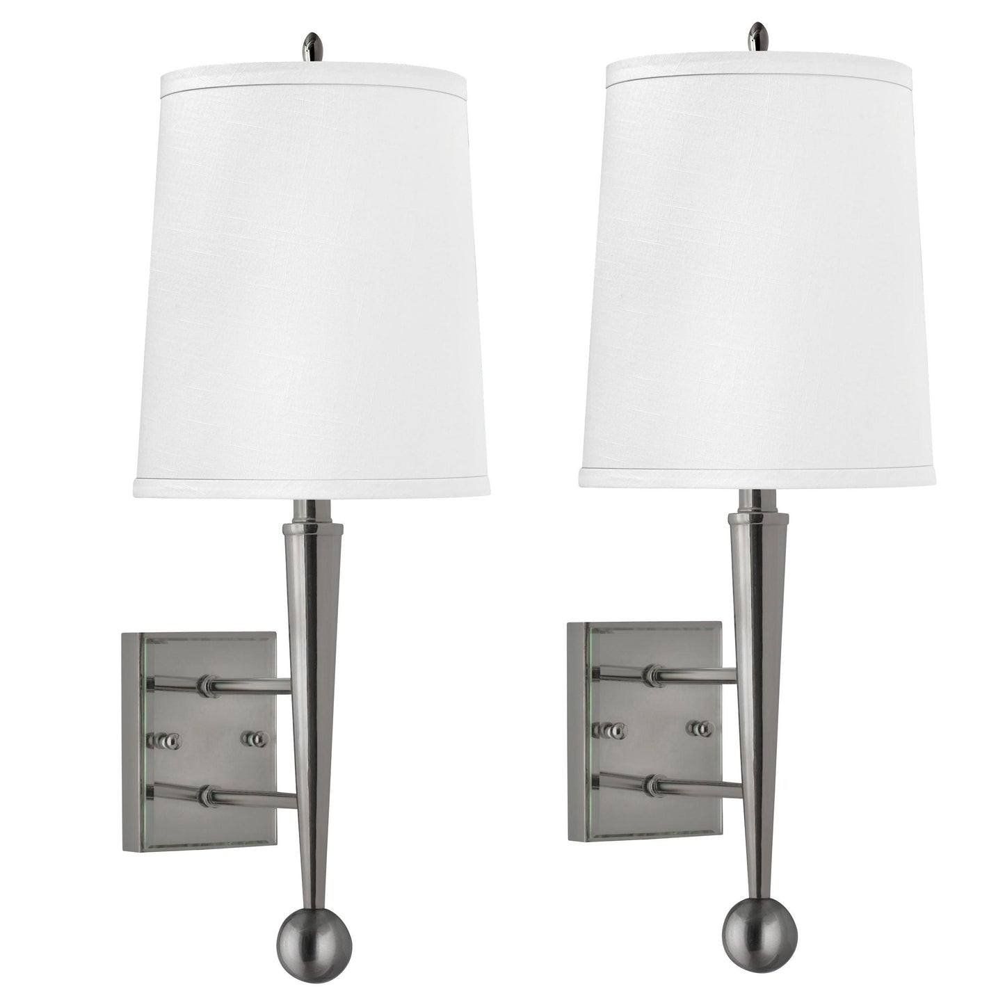 Medallion Lighting Metro 24" Brushed Steel/Glass Single Wall Lamp - Set of 2