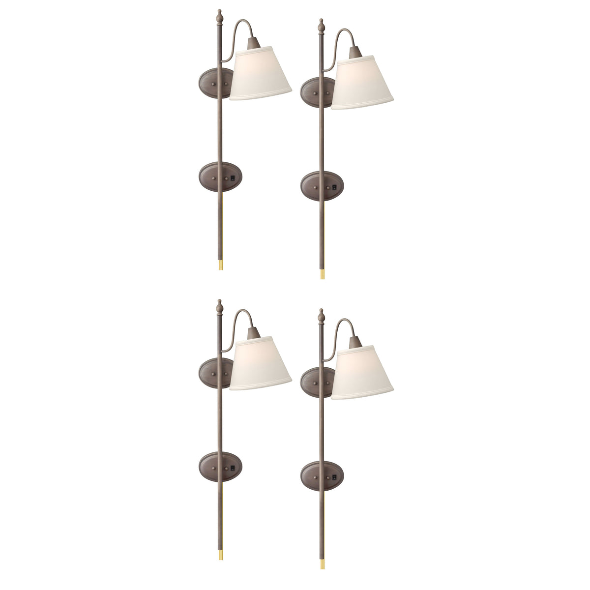 Medallion Lighting NewTown 39" Pottery Bronze Single Wall Lamp With Beige Fabric Drum Shade - Set of 4